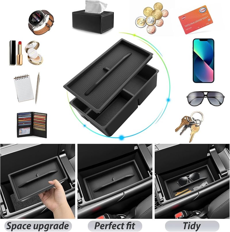 SKTU 2-Pack 2023 2024 2025 2026 Lexu s RX350 Center Console Organizer for 2023-2026 Lexu s RX350/RX450h/RX500h Console Tray 2023 2024 2025 2026 RX350 Accessories with Sunglasses Holder [Double Layers] - Image 2