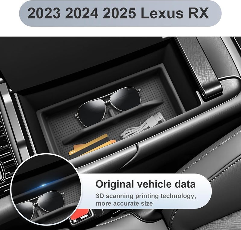 SKTU 2-Pack 2023 2024 2025 2026 Lexu s RX350 Center Console Organizer for 2023-2026 Lexu s RX350/RX450h/RX500h Console Tray 2023 2024 2025 2026 RX350 Accessories with Sunglasses Holder [Double Layers] - Image 4