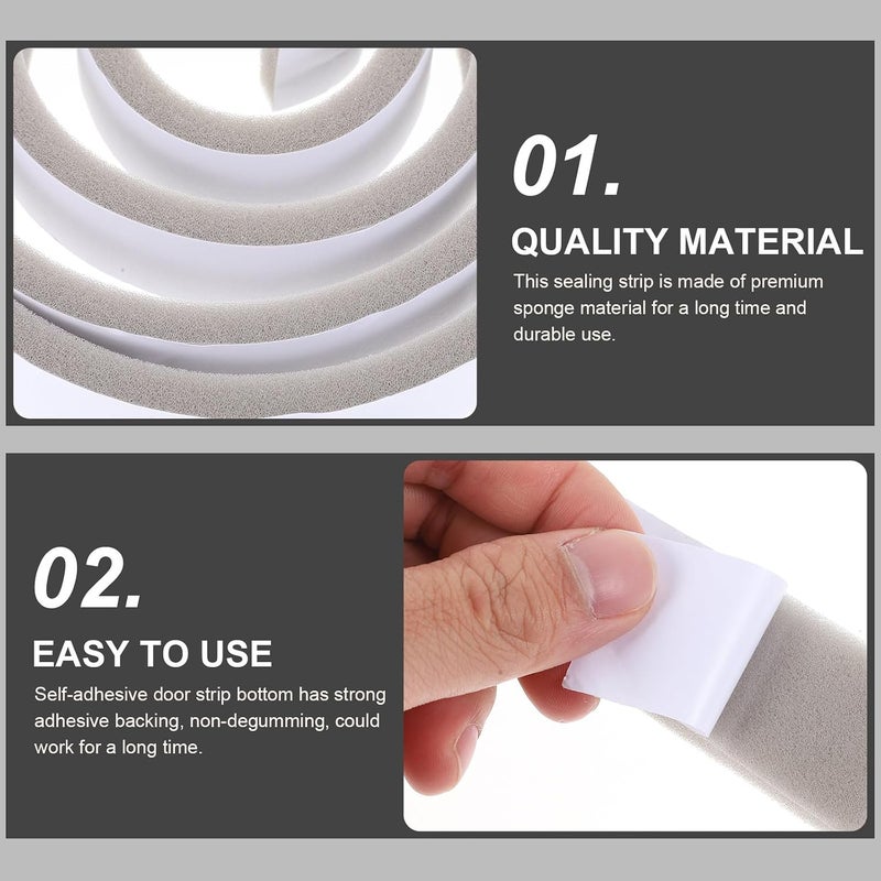 Garneck Self-Adhesive Door Sealing Sponge Strip, Soundproof Sealing Tape for Door Frame, Windproof Dustproof Insulation Weather Stripping Tape 200x3x1cm Roll for Home Use - Image 5