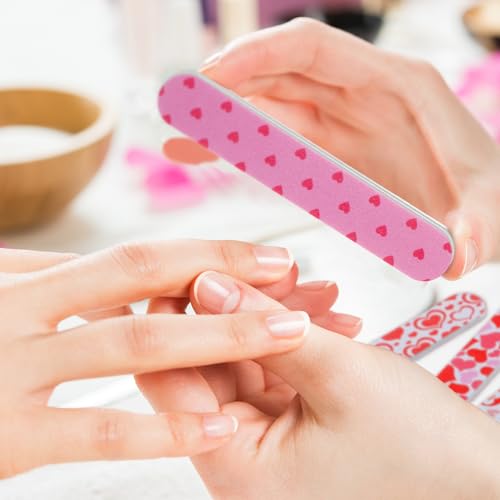 Leriton 24 Sets Valentine's Day Nail Files Bulk Valentine Gifts Hearts Emery Boards Valentine's Day Cutout Manicure Tools with 24 Emery Boards 24 Cutout 24 Cords and 24 Exchange Gift Bag for Adults - Image 3
