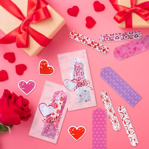 Leriton 24 Sets Valentine's Day Nail Files Bulk Valentine Gifts Hearts Emery Boards Valentine's Day Cutout Manicure Tools with 24 Emery Boards 24 Cutout 24 Cords and 24 Exchange Gift Bag for Adults - Image 5