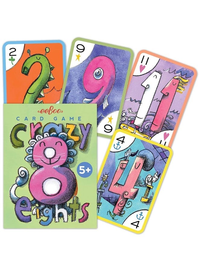 eeBoo Crazy Eights Card Game Easy to Understand Instructions Included Durable Cards ScreenFree Fun Educational Game for Ages 5 and up - Image 2