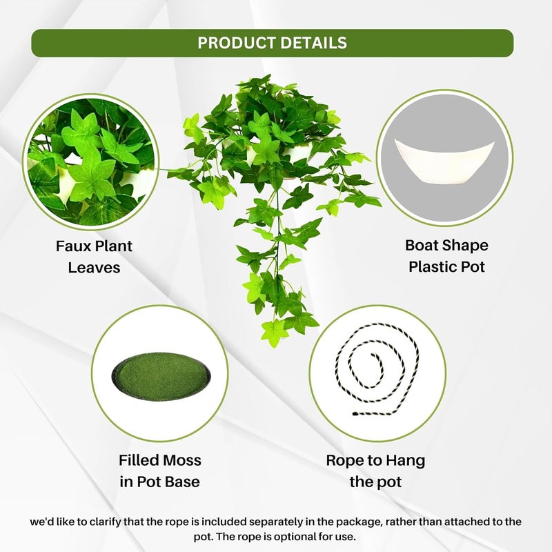 fancymart Elegant Artificial Plant Falling Leaves with Pot for Home & Office Decor – Versatile Potted Plant for Tabletop, Shelves, or Hanging Display - Image 2