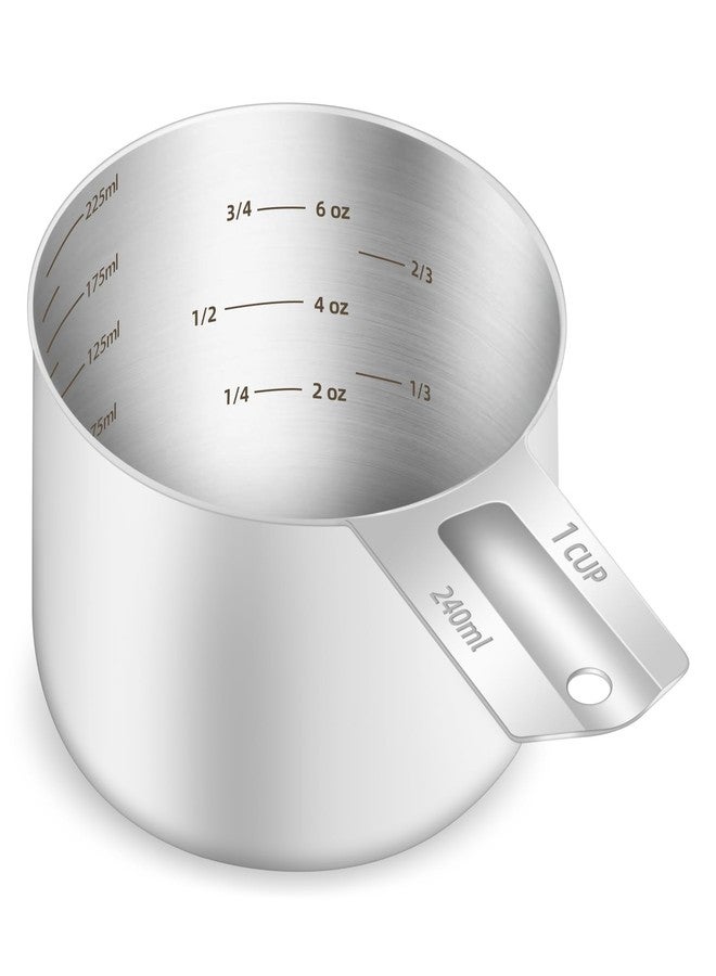 BERYLER كوب قياس فردي من BERYLER، قطعة واحدة، سعة 240 مل (8 أونصة)، مغرفة قياس من الفولاذ المقاوم للصدأ بمقياس داخلي محفور، قياسات مترية وأمريكية، آمن للغسل في غسالة الأطباق - Image 1