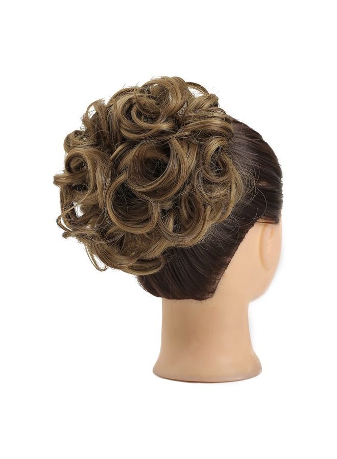 Elaine Big Messy Bun Extension Curly Hair Buns Hair Pieces for Women Synthetic Wavy Large Scrunchies Thick Updo Ponytail (Medium Ash Brown & Light Ash Blonde Highlights -#83A) - Image 5