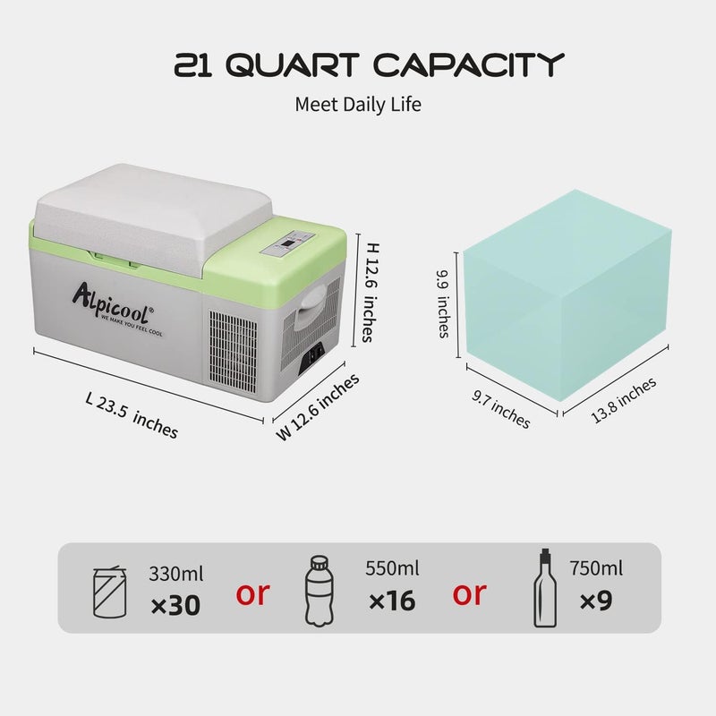 البيكول ثلاجة Alpicool Y20T المحمولة، 21 كوارت (20 لتر) تبريد سريع ثلاجة سيارة 12 فولت -4℉~68℉، مبردة للاستخدام في الهواء الطلق، التخييم، العربات المنزلية، الشاحنات، القوارب - Image 2