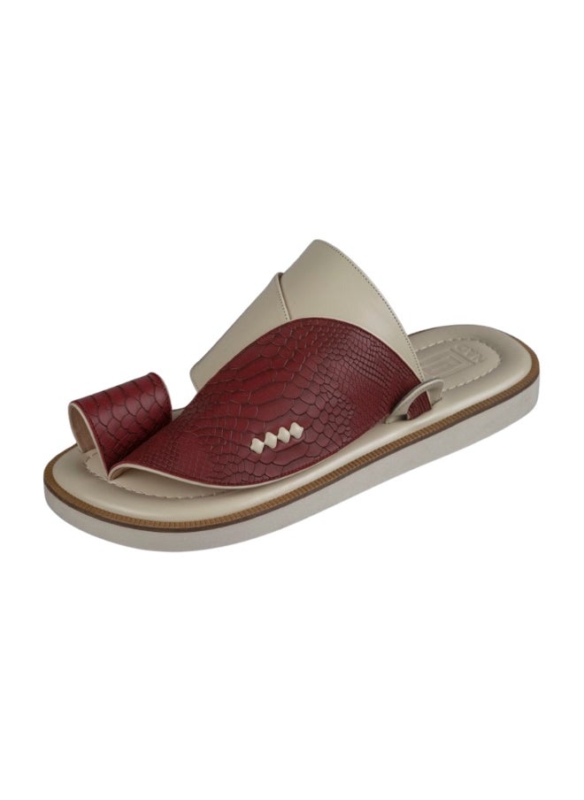 NAD Arabic sandals with burgundy ostrich leg pattern  - Image 1