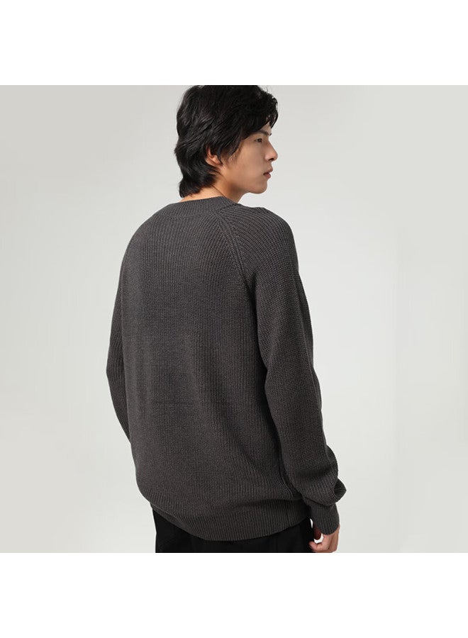 Markless Yuanbao Needle Sweater Men Autumn Winter Warm Knitted Round Neck Base Shirt Loose Top 3740 Dark Gray XL - Image 3