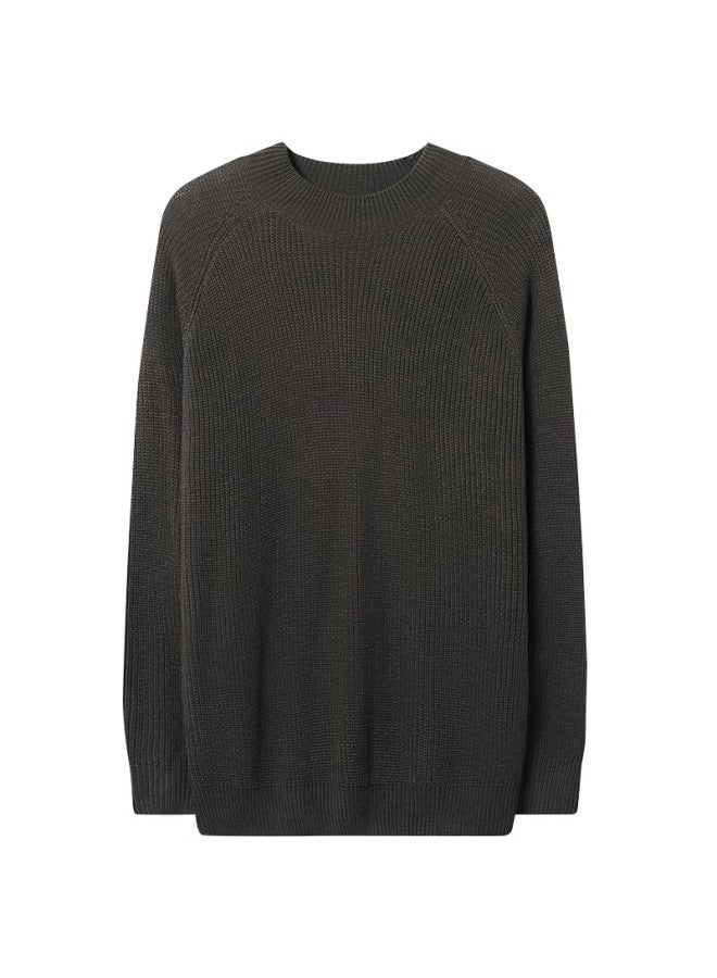 Markless Yuanbao Needle Sweater Men Autumn Winter Warm Knitted Round Neck Base Shirt Loose Top 3740 Dark Gray XL - Image 4