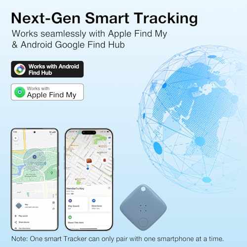 OTIC Dual-System Bluetooth Tracker Tags 4 Pack, Waterproof Item Finder Locator for Apple Find My (iOS) & Google Find Hub (Android), Blue - Gift for Women, Key/Luggage/Wallet - Image 2