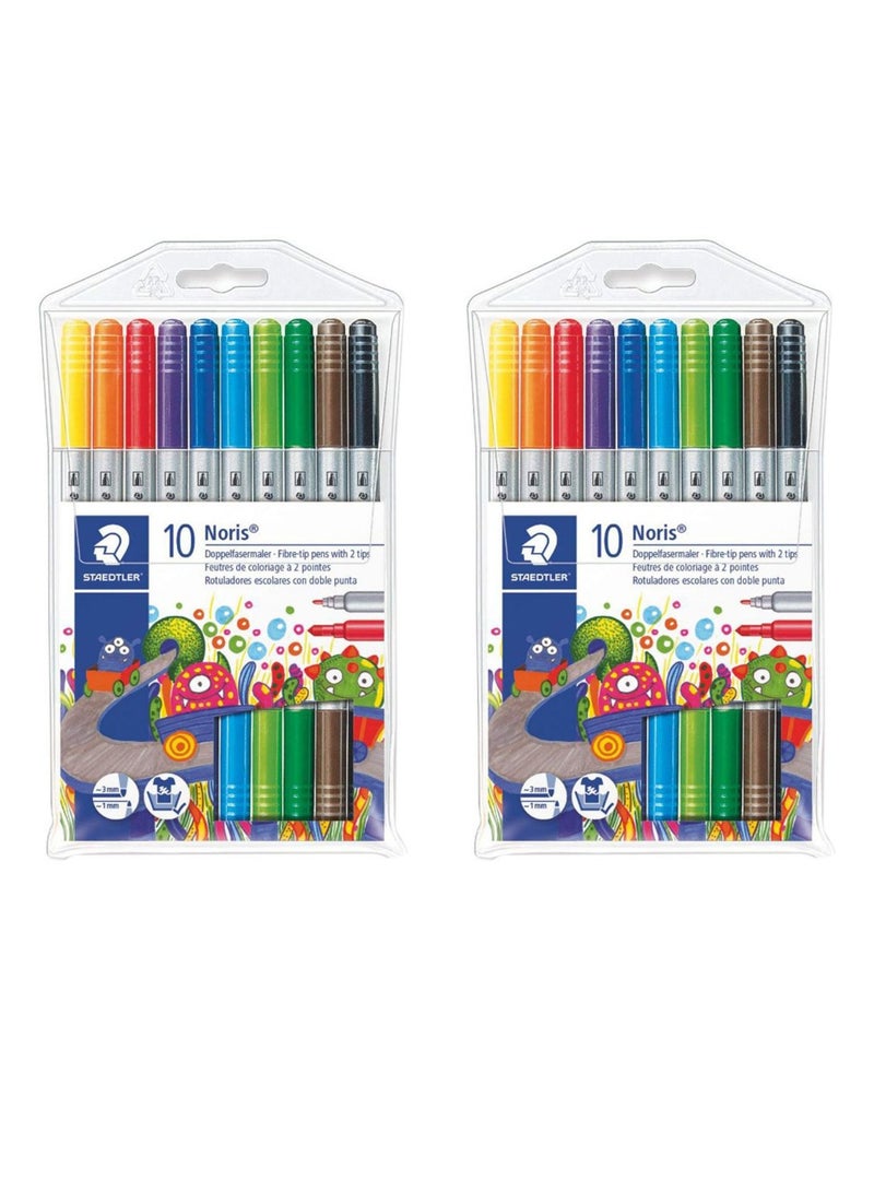Steadtler Noris Club Double Ended Fibre Tips Pen Set, Pack Of 20 Multicolor - Image 1