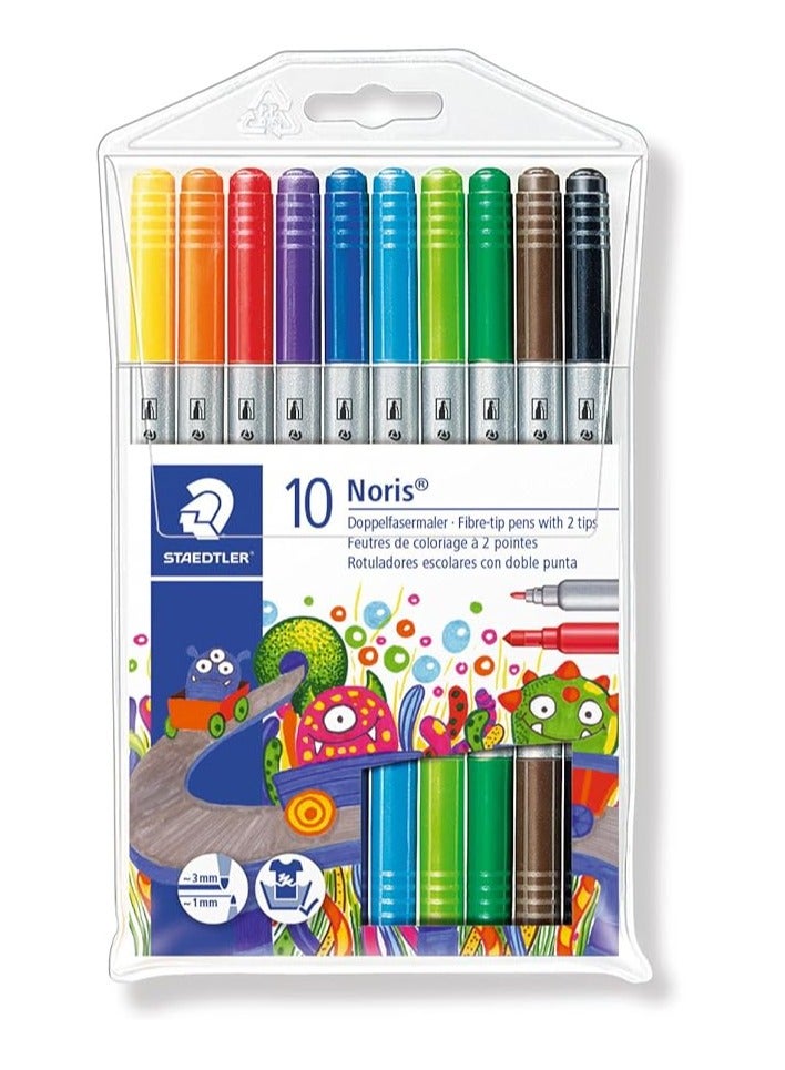 Steadtler Noris Club Double Ended Fibre Tips Pen Set, Pack Of 20 Multicolor - Image 2