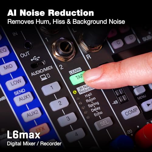 Zoom LiveTrak L6max Digital Mixer and Recorder 12Channel 32Bit Float Battery Powered 4 Combo 8 Stereo Inputs MIDI Effects Sound Pads 3Band EQ AI Noise Reduction - Image 3