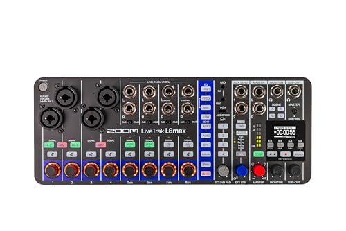 Zoom LiveTrak L6max Digital Mixer and Recorder 12Channel 32Bit Float Battery Powered 4 Combo 8 Stereo Inputs MIDI Effects Sound Pads 3Band EQ AI Noise Reduction - Image 1