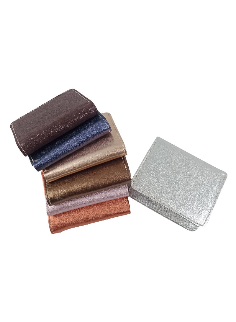 Selecta Now Premium 100% Genuine Sheep Leather Wallet for Women Soft Metallic Silver Leather ID Card & Credit Card Slots Fashionable Ladies Wallet - Image 3
