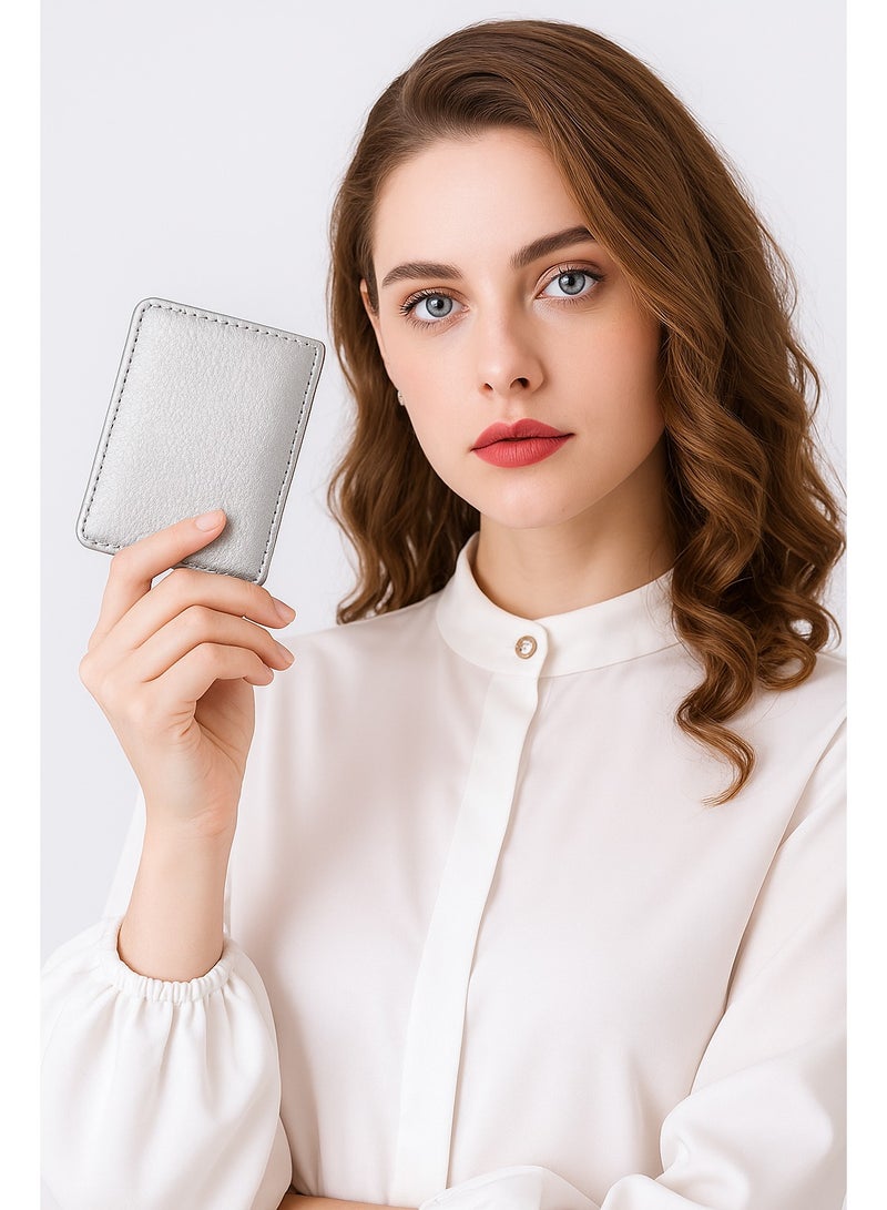 Selecta Now Premium 100% Genuine Sheep Leather Wallet for Women Soft Metallic Silver Leather ID Card & Credit Card Slots Fashionable Ladies Wallet - Image 1
