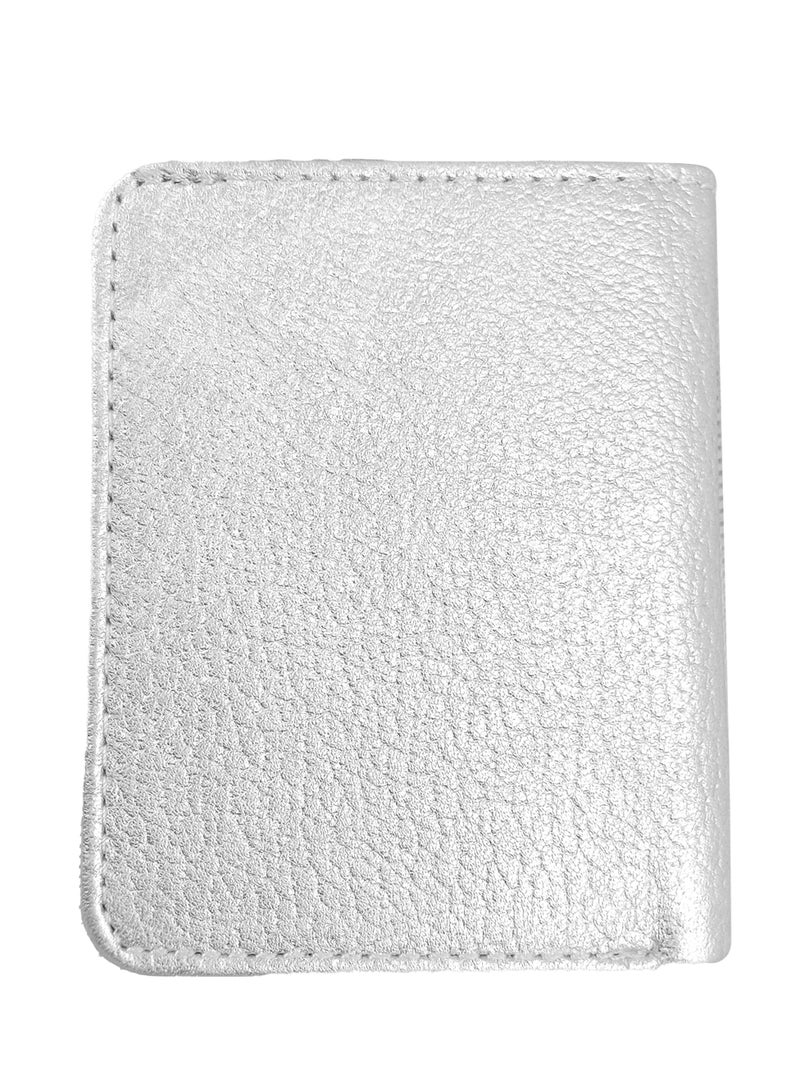Selecta Now Premium 100% Genuine Sheep Leather Wallet for Women Soft Metallic Silver Leather ID Card & Credit Card Slots Fashionable Ladies Wallet - Image 2