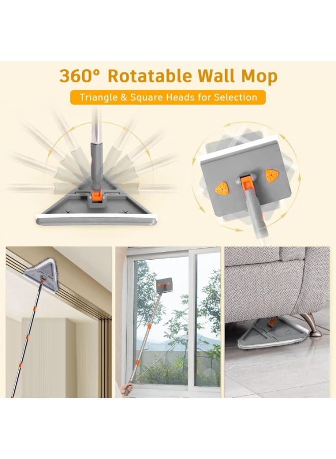 موثوقية التنبؤ منظف ​​جدران بمقبض طويل، منظف جدران 2 متر مع رأسي ممسحة تنظيف و8 وسادات ممسحة، ممسحة نوافذ تدور 360 درجة، أداة تنظيف نوافذ عالية قابلة للتعديل، غبار السقف للأرضيات ذات القاعدة - Image 2