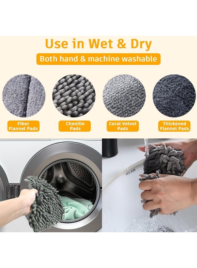 موثوقية التنبؤ منظف ​​جدران بمقبض طويل، منظف جدران 2 متر مع رأسي ممسحة تنظيف و8 وسادات ممسحة، ممسحة نوافذ تدور 360 درجة، أداة تنظيف نوافذ عالية قابلة للتعديل، غبار السقف للأرضيات ذات القاعدة - Image 3