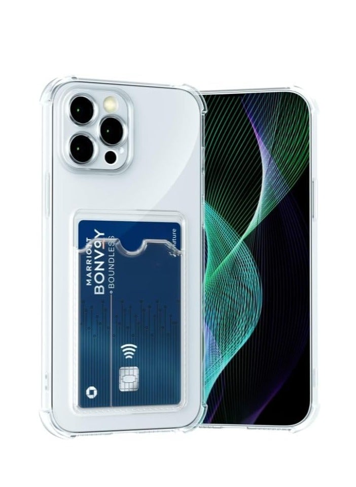 ten.tech TenTech Transparent cover with shockproof corners with card holder - card holder - heat-resistant polyurethane card holder for iPhone 15 Pro - transparent  - Image 2