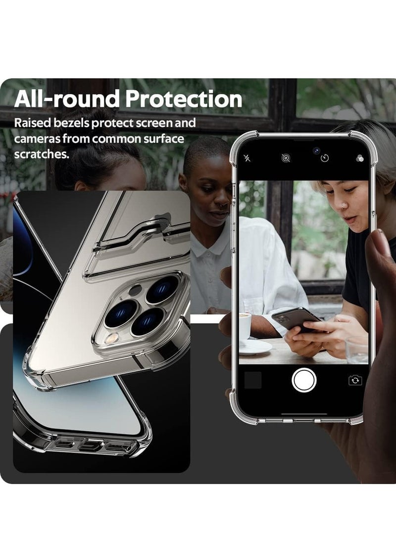 ten.tech TenTech Transparent cover with shockproof corners with card holder - card holder - heat-resistant polyurethane card holder for iPhone 15 Pro - transparent  - Image 4