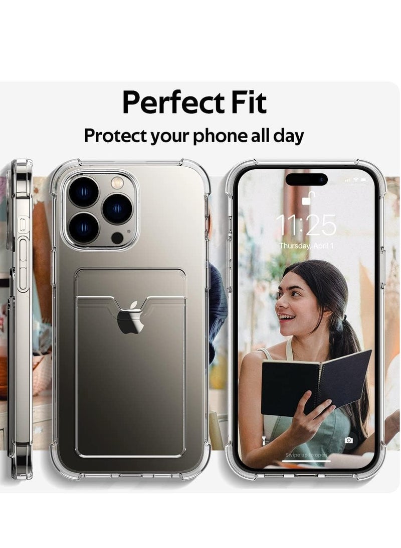 ten.tech TenTech Transparent cover with shockproof corners with card holder - card holder - heat-resistant polyurethane card holder for iPhone 15 Pro - transparent  - Image 5