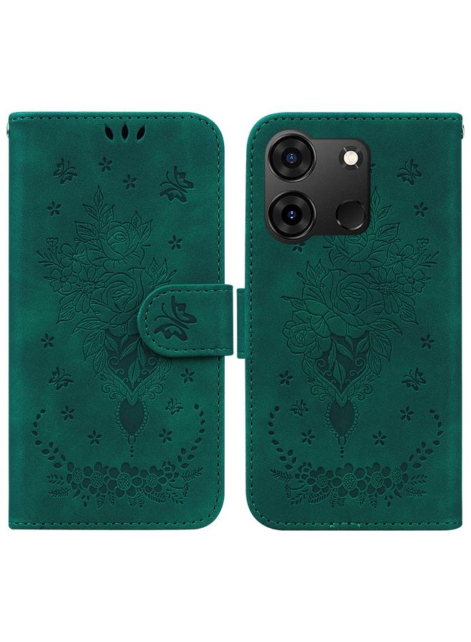 Zaboon Case For Infinix Smart 7 India/7 Plus Butterfly Rose Embossed Leather Phone Case - Image 1
