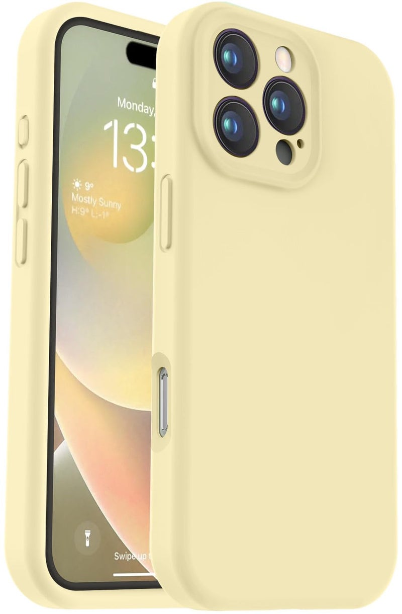 Vooii Compatible with iPhone 16 Pro Max Case, Liquid Silicone Upgrade [Camera Protection] [Soft Anti-Scratch Microfiber Lining] Shockproof Phone Case for iPhone 16 Pro Max 6.9 inch - Creamy Yellow - Image 1