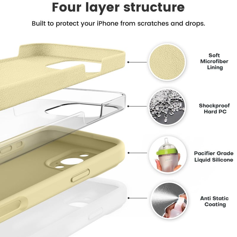 Vooii Compatible with iPhone 16 Pro Max Case, Liquid Silicone Upgrade [Camera Protection] [Soft Anti-Scratch Microfiber Lining] Shockproof Phone Case for iPhone 16 Pro Max 6.9 inch - Creamy Yellow - Image 2