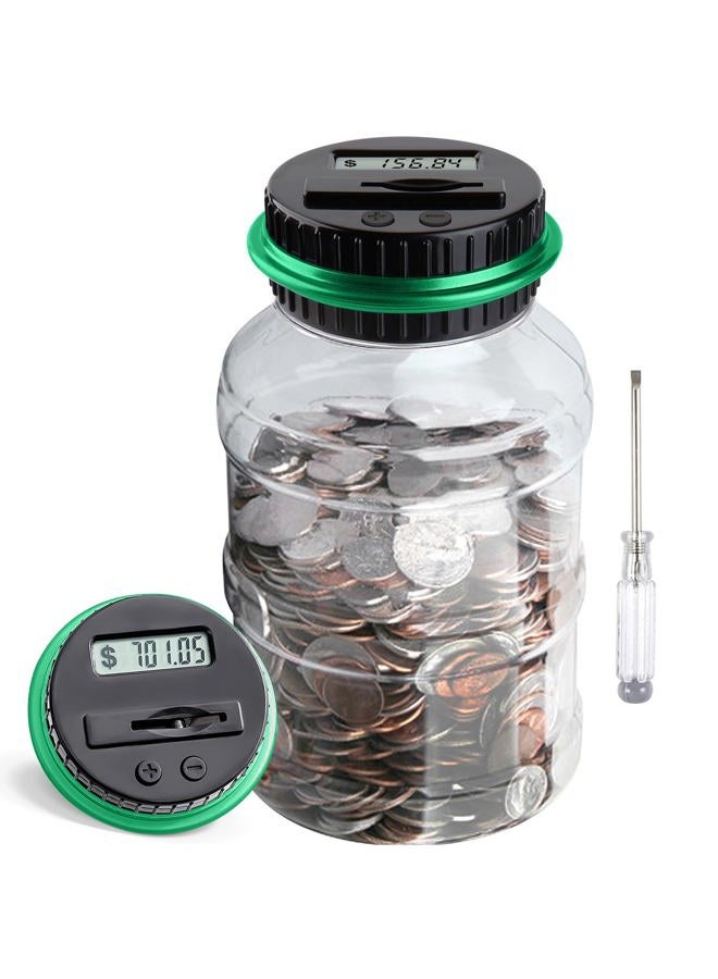 Vcertcpl Large Piggy Bank for Adults Kids, Digital Coin Counting Bank with 1.8L Capacity, Great Coin Bank Money Jar for Adults Kids with Saving Goals, Designed for All US Coins (Green) - Image 1