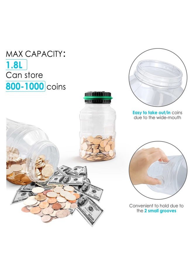 Vcertcpl Large Piggy Bank for Adults Kids, Digital Coin Counting Bank with 1.8L Capacity, Great Coin Bank Money Jar for Adults Kids with Saving Goals, Designed for All US Coins (Green) - Image 4