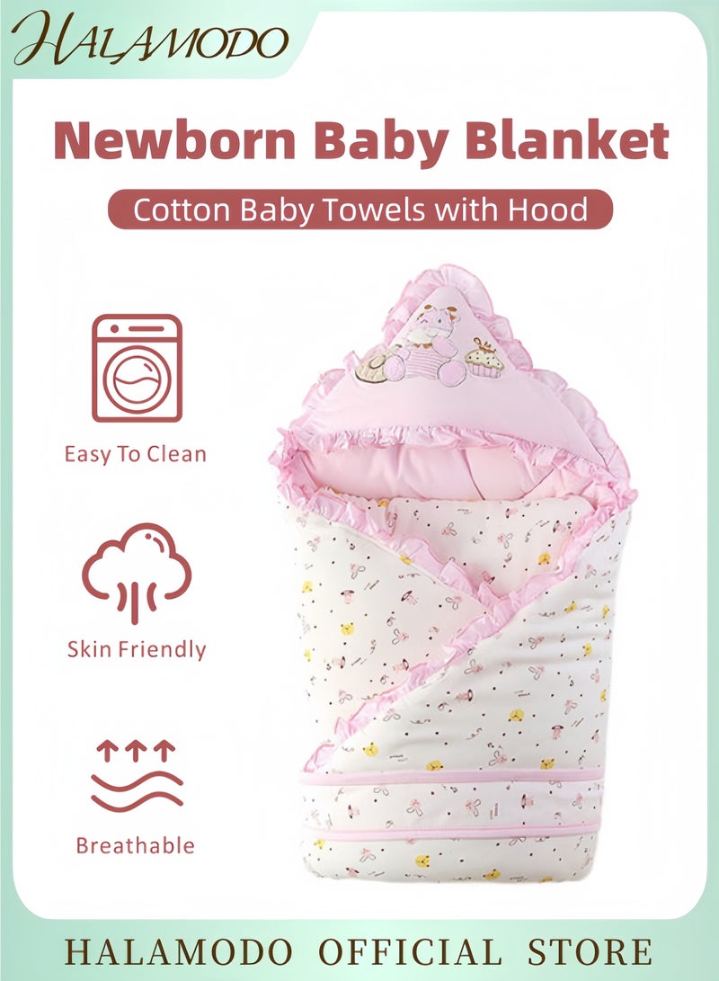 HALAMODO Magic Tape Baby Sleeping Bag with Windproof Hood Thick Warm Blanket Adjustable Swaddle for Newborns Multi-Functional Infant Blanket Soft and Cozy Baby Wrap for Fall and Winter  - Image 1