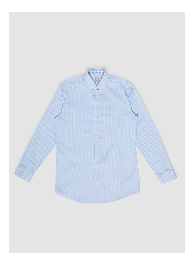 JACQUES BRITT Collared Neck Long Sleeve Stripes Shirt  - Image 1