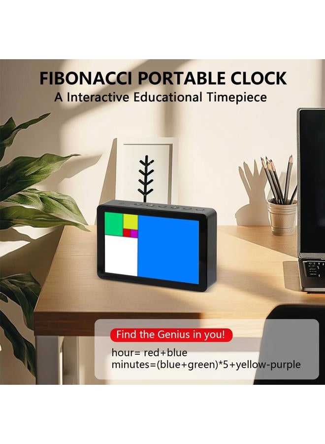 FIBONAX Fibonacci Clock, Unique Math Clock with Mathematical Expressions, Unusual Interesting Desk Timepiece Gift for Math Lovers, Engineers, Teachers - Image 2