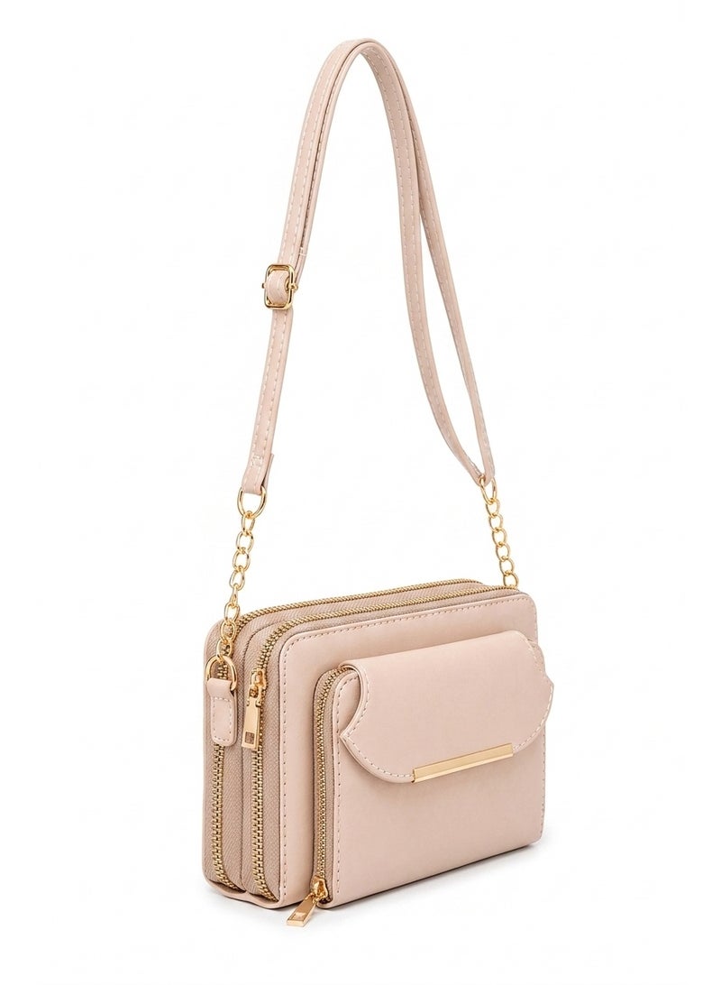 Kanaz Cross Book2 Women’s Crossbody Bag – Stylish Leather Shoulder Bag with Multiple Zippers for Daily Use - Image 2