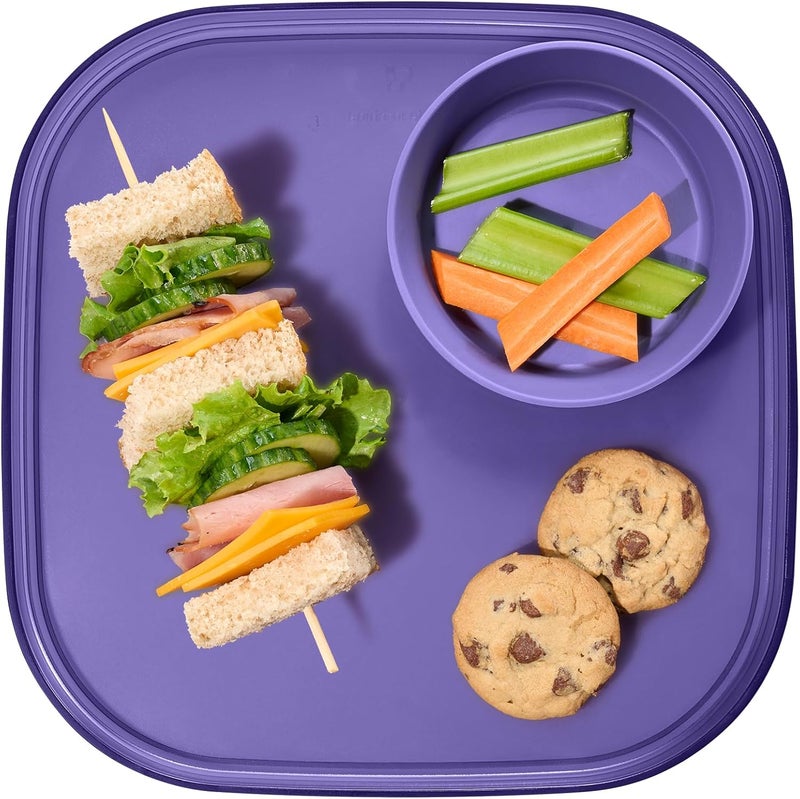 Madesmart طبق تقديم ميدسمارت القابل لإعادة الاستخدام مع وعاء غمس قابل للإزالة باللون البرقوق - Image 1