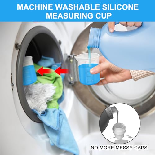 Enlisiwte 4pcs Laundry Detergent Cup,Laundry Detergent Measuring Cup,Laundry Measuring Cup,Washable Detergent Cup for Liquid Detergent,Silicone Laundry Measuring Cup,No More Mess or Leaks,for Laundry Room - Image 3