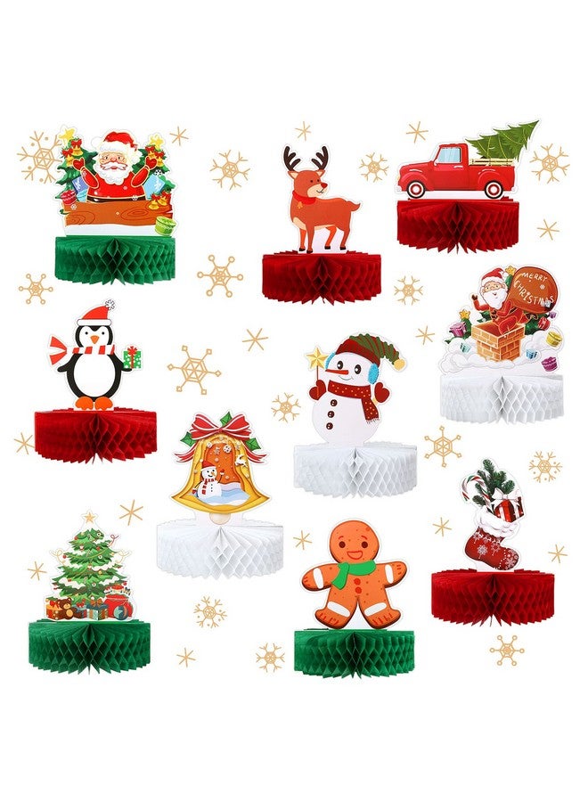 Kesote Christmas Honeycomb Centerpieces 10 Pack Christmas Table Decoration Table Topper For Holiday Christmas Party Table Office Home Indoor Tabletop Decoration - Image 1