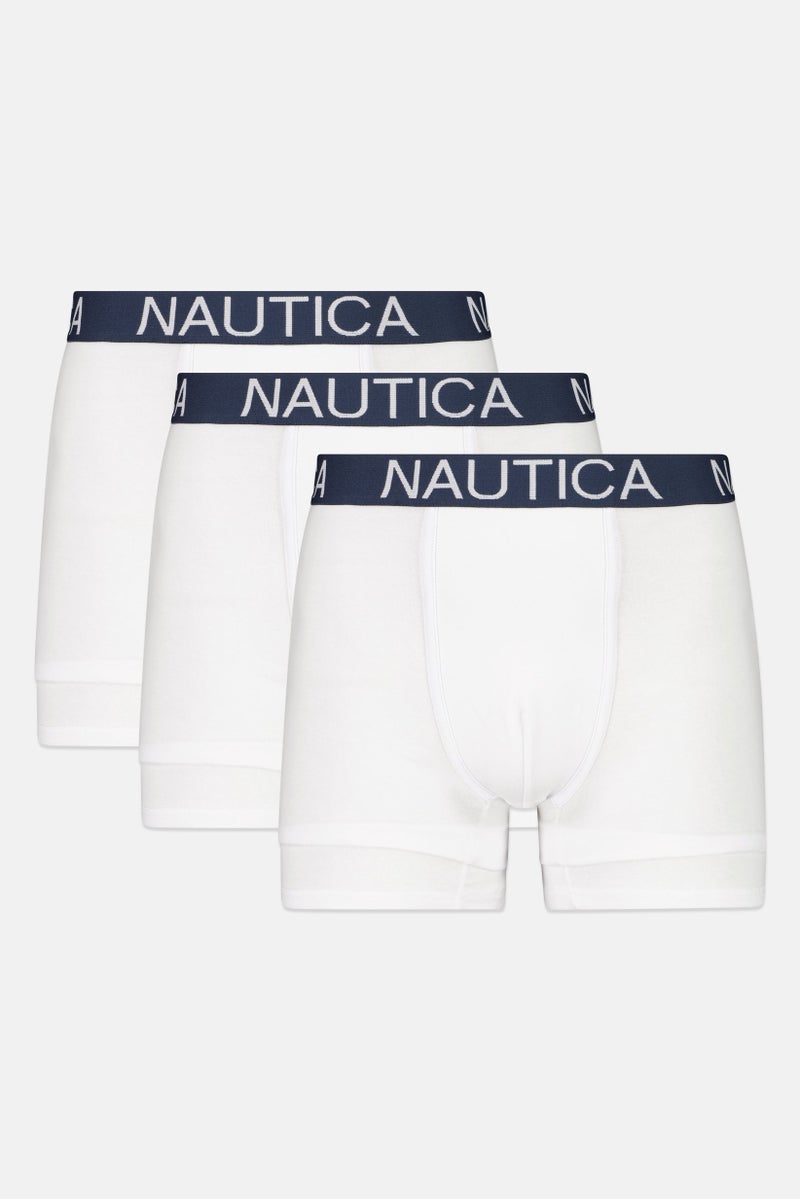 NAUTICA Men 3 Pcs Brand Logo Boxer, White - Image 1