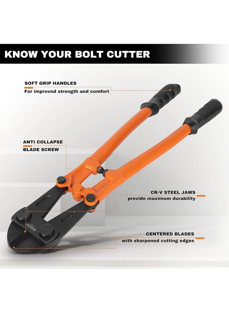 Emerald Bolt Cutters 42 inch, Heavy Duty Chrome Vanadium Wire Bolt Cutter with Soft Grip Ergonomic Handle, Ideal for Cutting Small Fences, Steel Wire, Chains, Screws, Locks, and Rivet - Image 5