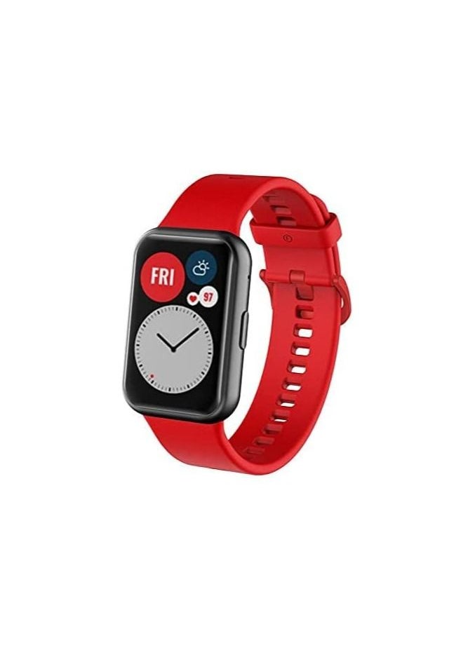 Generic Compatible With:Huawei Watch Fit Replacement Band for Women Men Silicone Sport Band Smart Watch Accessories(No Watch),Silicone by Next store red  - Image 2