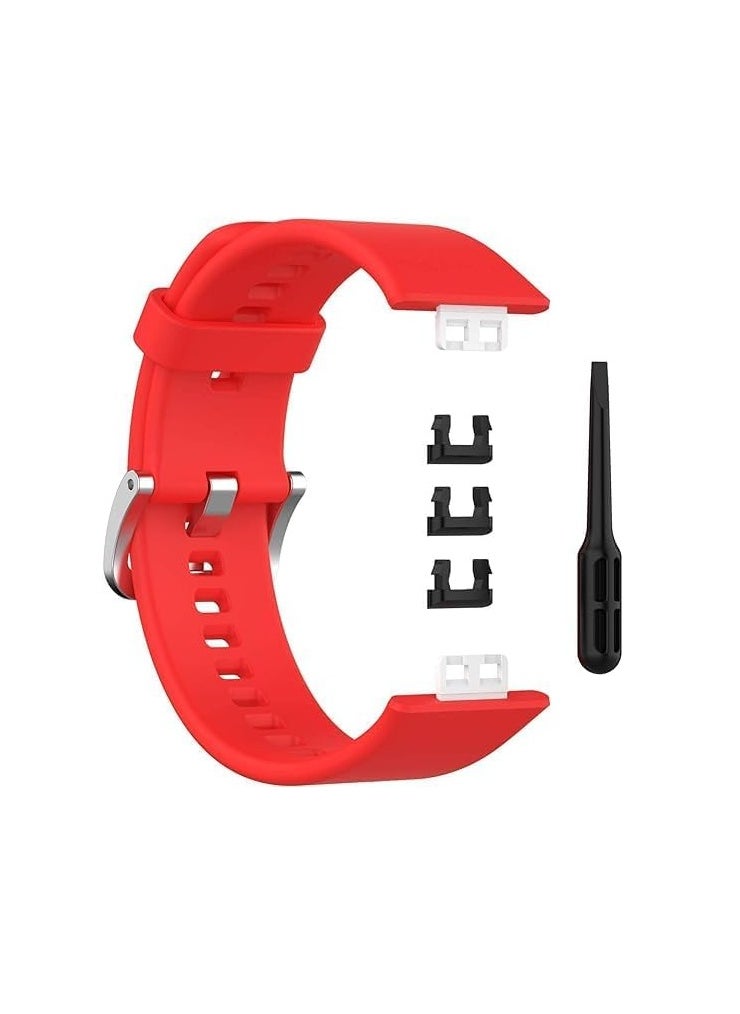 Generic Compatible With:Huawei Watch Fit Replacement Band for Women Men Silicone Sport Band Smart Watch Accessories(No Watch),Silicone by Next store red  - Image 3