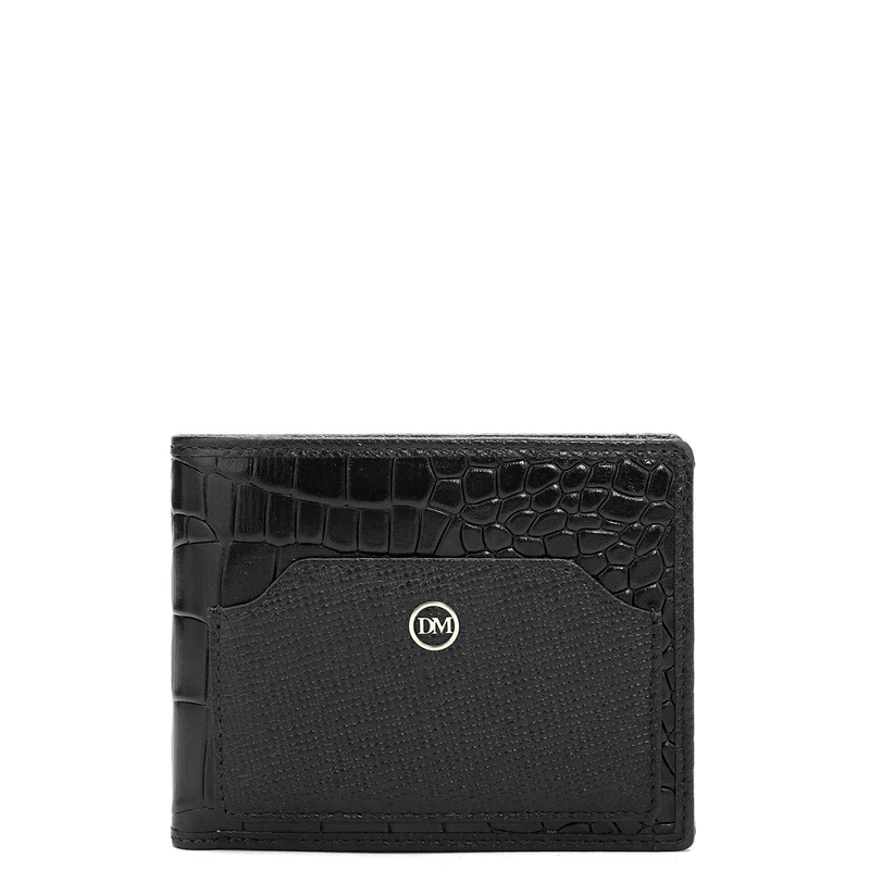 دا ميلانو Black Bifold Leather Mens Wallet