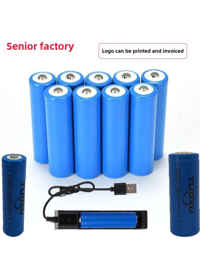 Generic - 18650 Rechargeable Battery 4800-6800 MA Large Capacity 26650 Flashlight Pointed Lithium Battery Charger-Color:18650 Lithium Battery Actual 800 Mah - Image 1