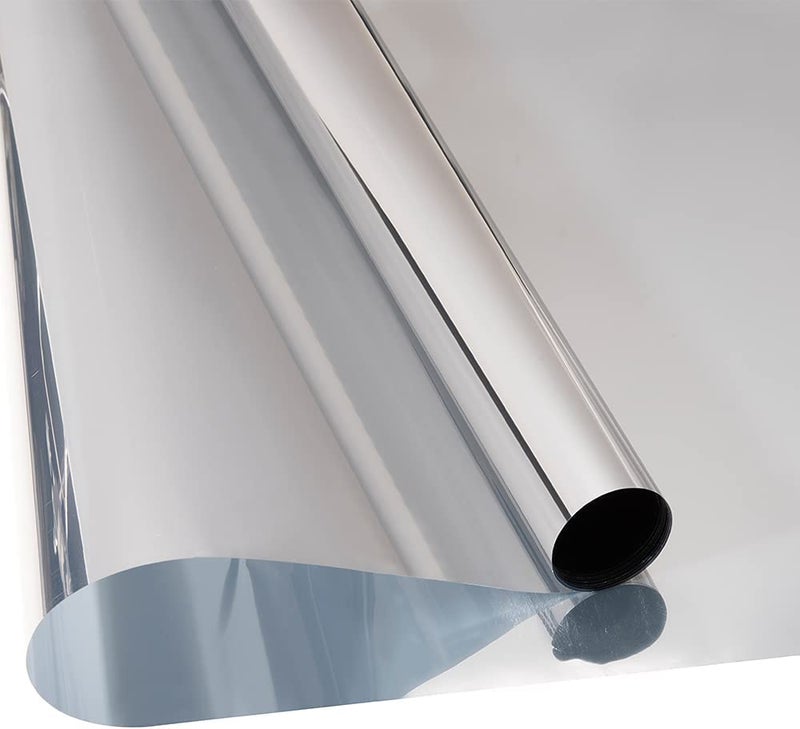 S-Sia Vendors-Good Purchase Good Care SIA VENDORS One Way Window Film Mirror Effect Tint Glass Covering for Home Office Daytime Privacy Protecting Reflective Heat Control Anti UV Door Sticker for House 20 X 40 Inch Silver