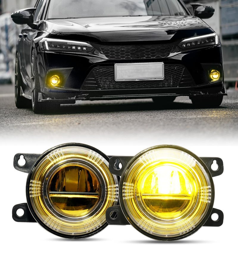 أضواء ضباب LED ساطعة من Xprite 500 بأسلوب OEM مع عدسة صفراء متوافقة مع هوندا سيفيك سيدان 2016 2017 2018 2019 2020 2021 2022 2023 2024 2025 هوندا هاتشباك فيت بايلوت CRV أكورد أوديسي أكورا
