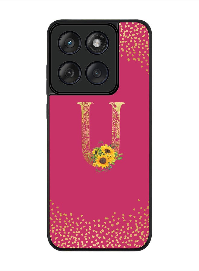 Stylizedd For Motorola MOTO Edge 60 Fusion/ Edge 60 Case,Slim fit Camera Protection, Shockproof Thin Phone cover  - Custom Floral Monogram - U ( Deep Pink ) - Image 1