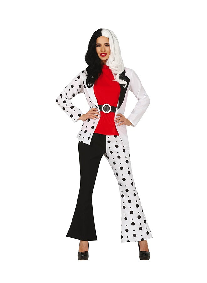 Fiestas Guirca Cruella Fashion Costume, Size: S 36-38,  includes: Jacket, T-shirt, Belt, Pants 