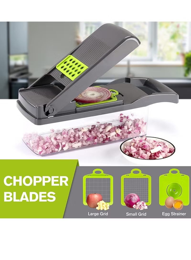 GENNEXT Vegetable Chopper Slicer Dicer - 12 -in -1 Onion Chopper Fruits Cutter Mandoline Slicer Food Chopper/Cutter with 7 Stainless Steel Blades, Adjustable Slicer & Dicer with Storage Container - Image 2