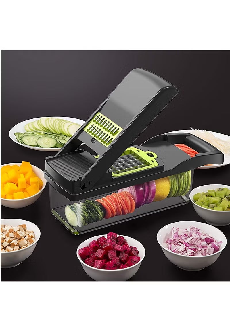 GENNEXT Vegetable Chopper Slicer Dicer - 12 -in -1 Onion Chopper Fruits Cutter Mandoline Slicer Food Chopper/Cutter with 7 Stainless Steel Blades, Adjustable Slicer & Dicer with Storage Container - Image 1
